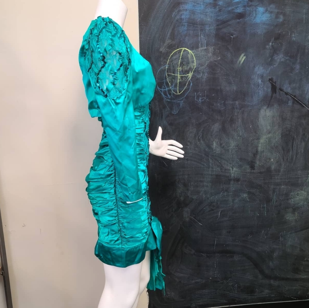 Vintage Teal Sequin Tube Dress & Bolero - Picture 3 of 9